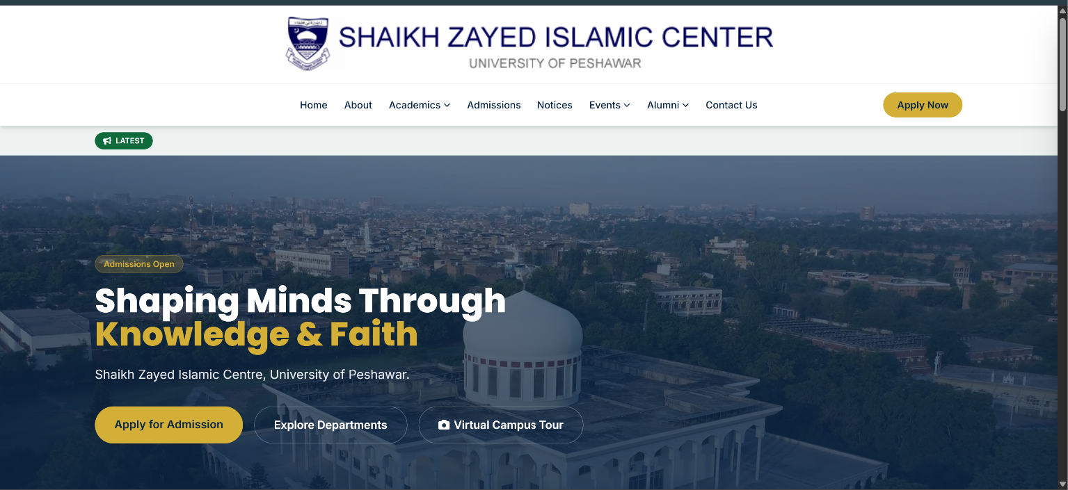 Shaikh Zayed Islamic Centre Official Website